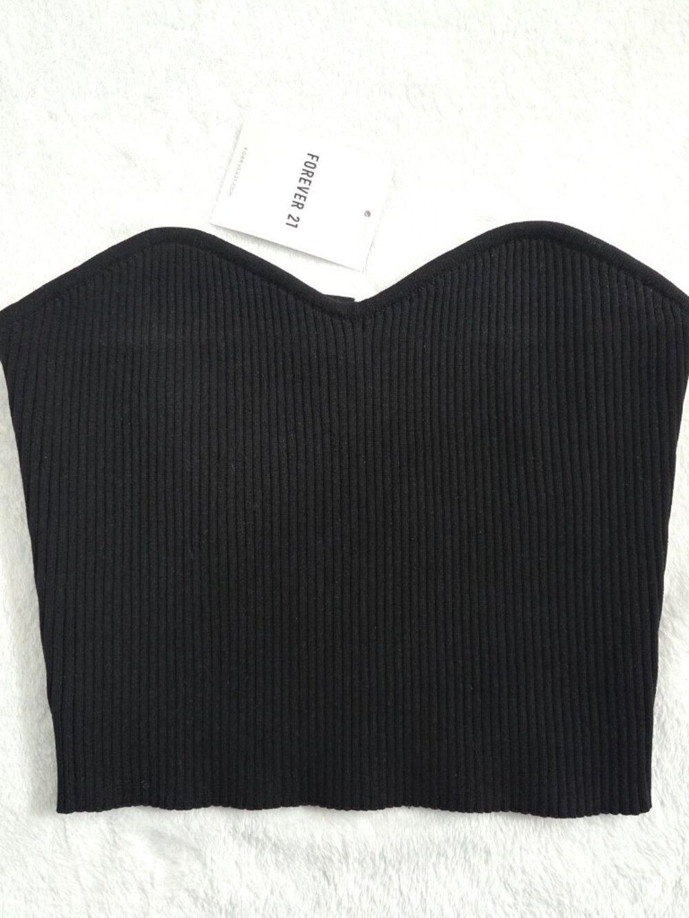 Forever 21 Ribbed Sweetheart Tube Top Large Black Minimalist Going Out Rave NWT - Picture 5 of 11